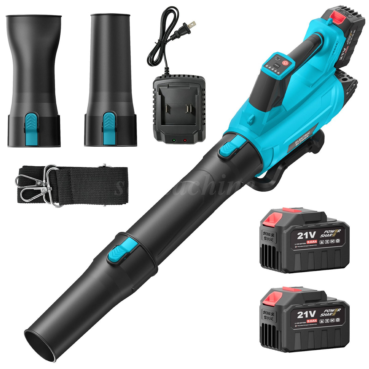 Cordless Leaf Blower 850CFM 5 Speed with 2 Batteries 6.0Ah