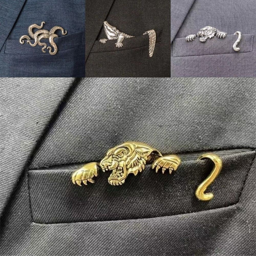 Crocodile Pattern Animal Shaped Brooch for Gentlemen