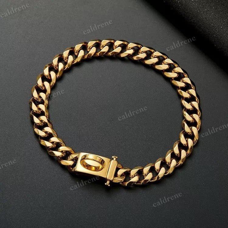 Cuban Link Dog Collar in Gold Stainless Steel, 10"-26 – view 2