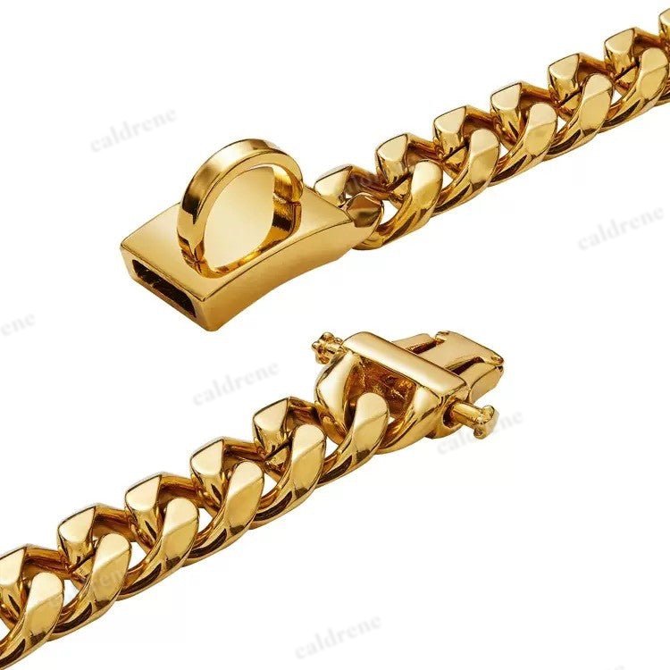 Cuban Link Dog Collar in Gold Stainless Steel, 10"-26 – view 4