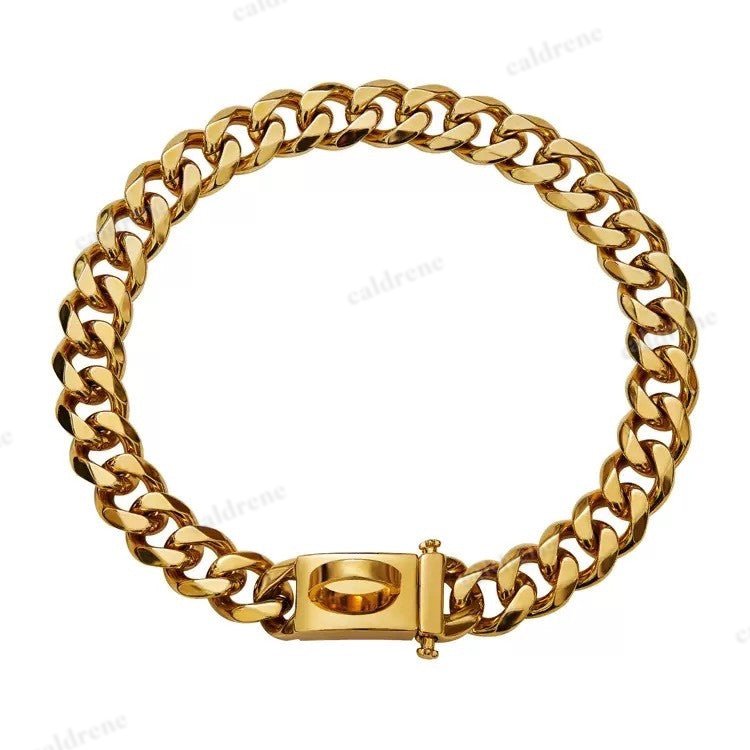 Cuban Link Dog Collar in Gold Stainless Steel, 10"-26 – view 5