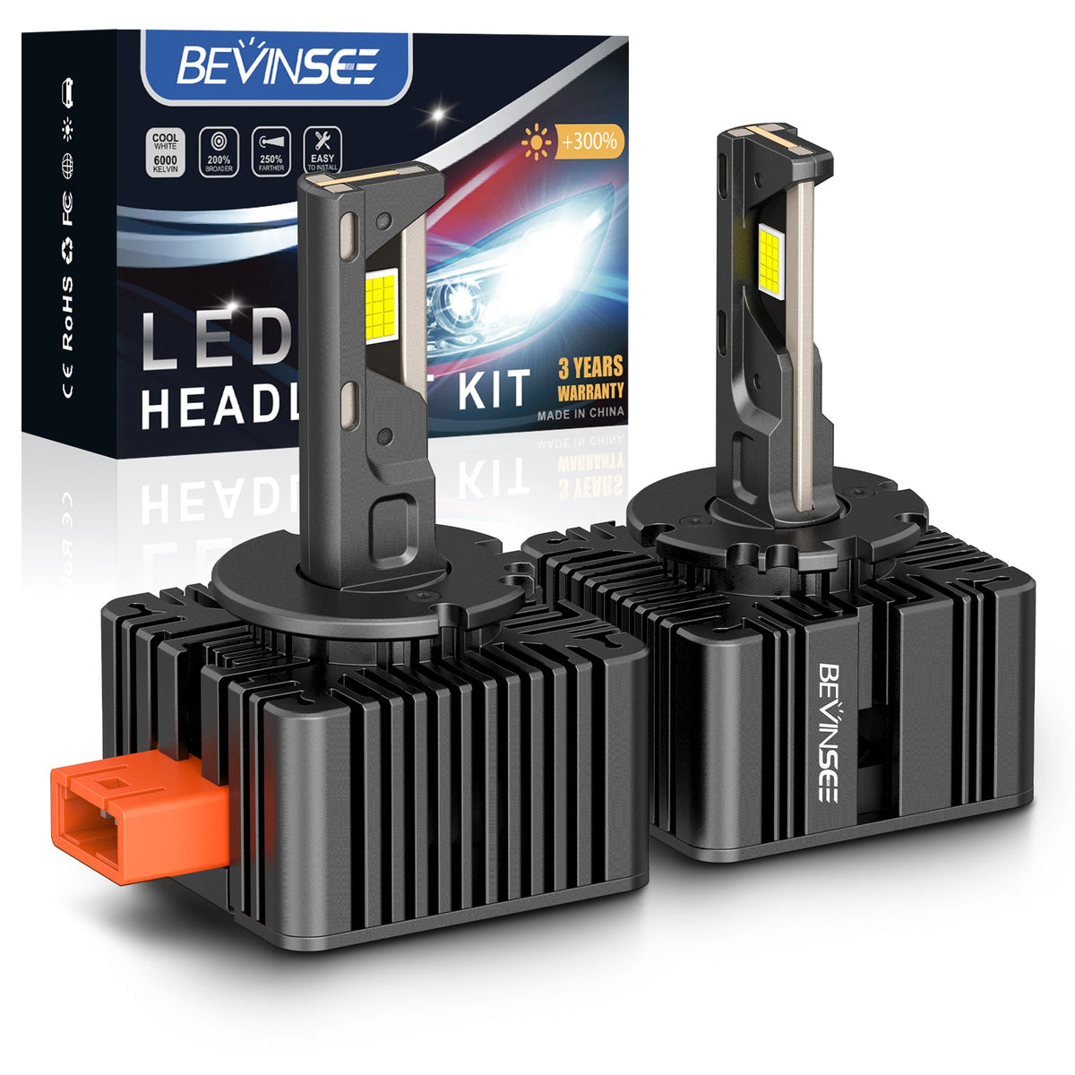 D3S LED Headlight Bulbs 6000K Xenon White High Low Beam