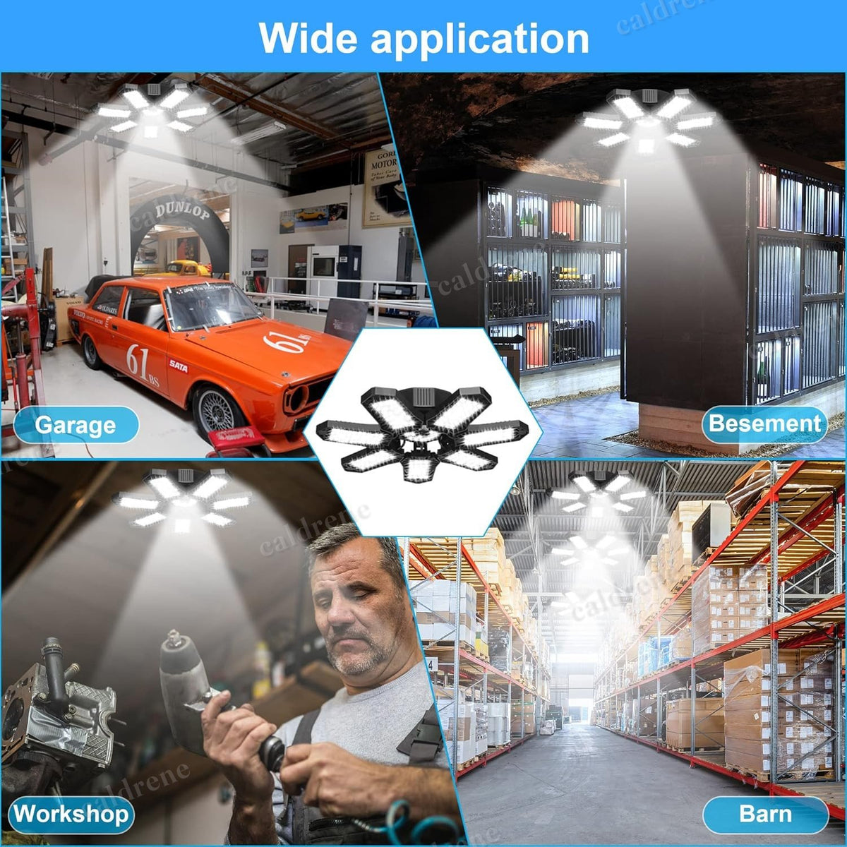 Deformable LED Garage Ceiling Light Bulb 600W, 2 Pack – view 10