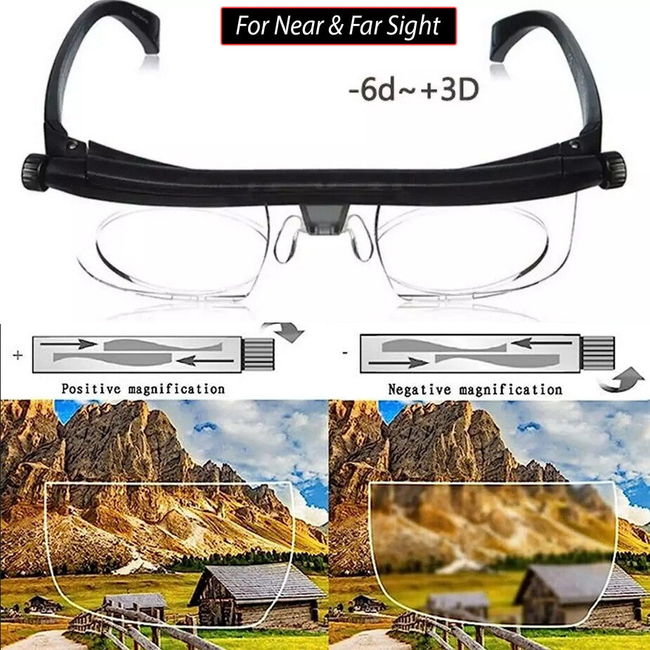 Dial Adjustable Glasses for Reading and Distance Vision