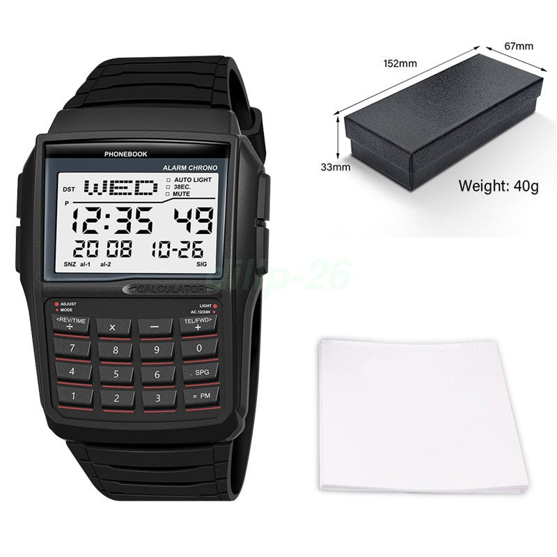 Digital Sports Calculator Watch for Active Students and Men – Black