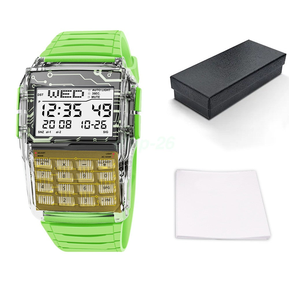 Digital Sports Calculator Watch for Active Students and Men – Green