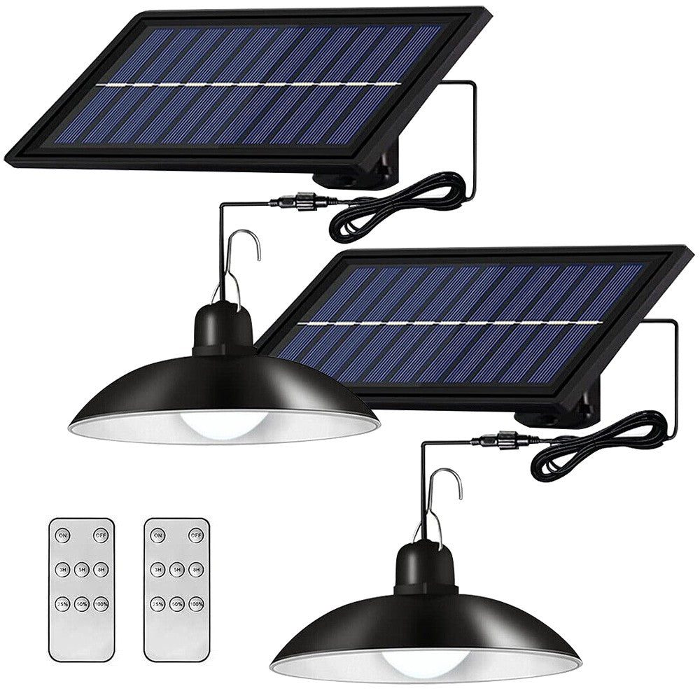 Dimmable Solar Pendant Hanging Shed Light, 2 Pack