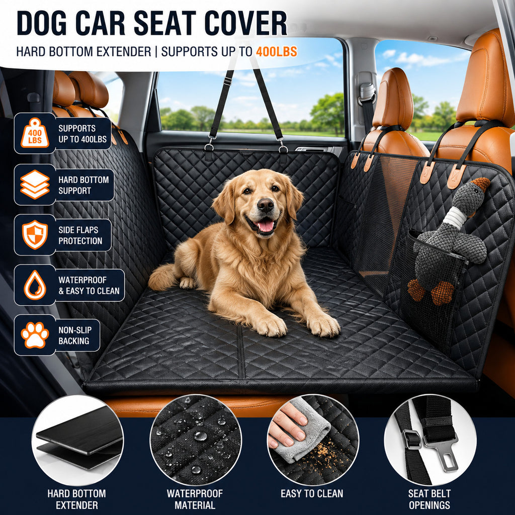 Dog Back Seat Extender with Hard Bottom