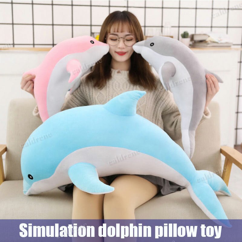 Dolphin Plush Toy - Soft Stuffed Marine Animal Pillow – view 2