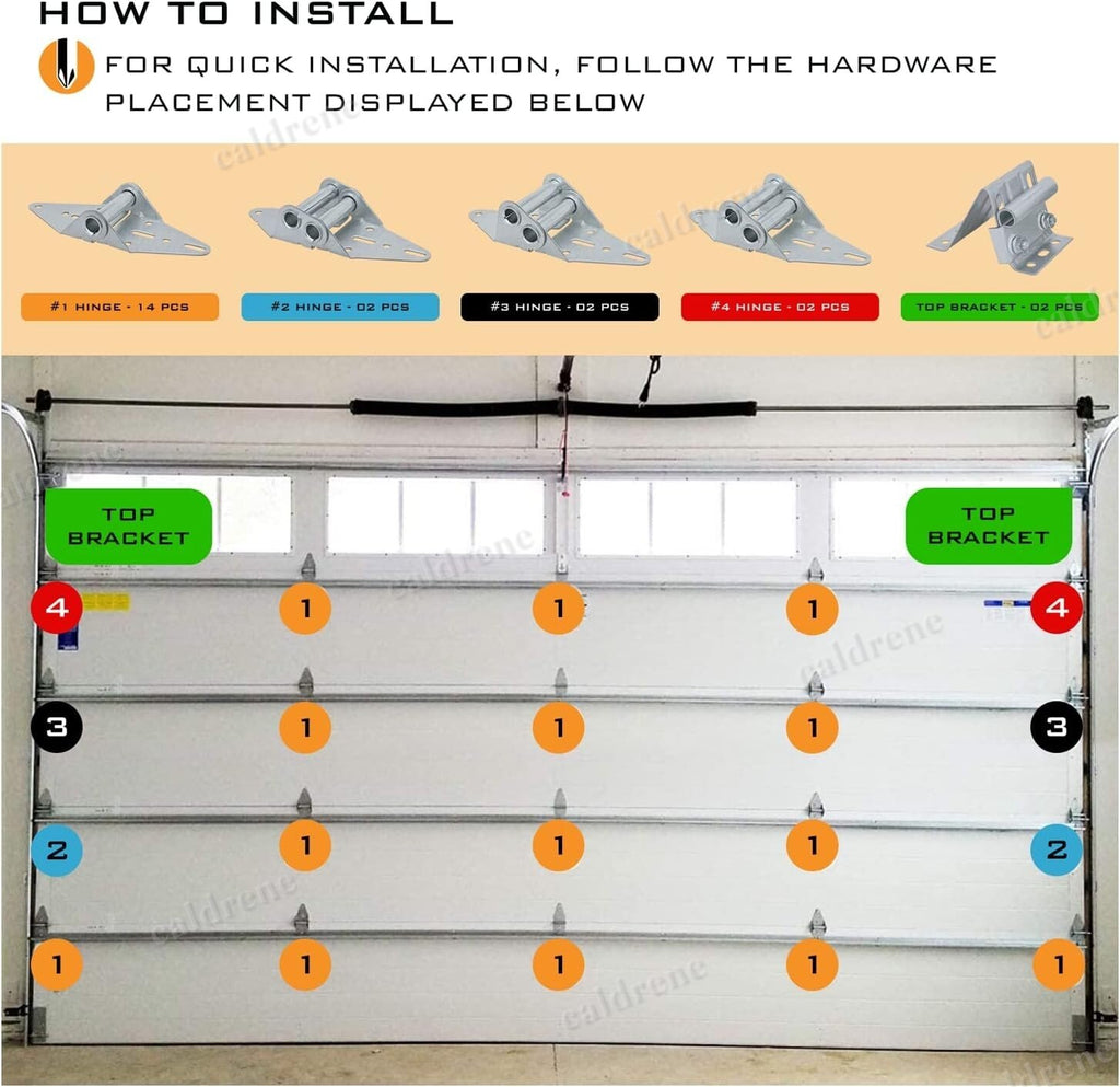 Double Garage Door Hardware Kit, Rollers Hinges and Cable, 16x8 18x8 – view 2
