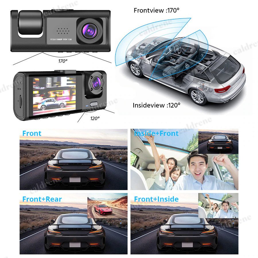 Dual Lens 1080P Dash Cam, Front Rear Inside – view 3