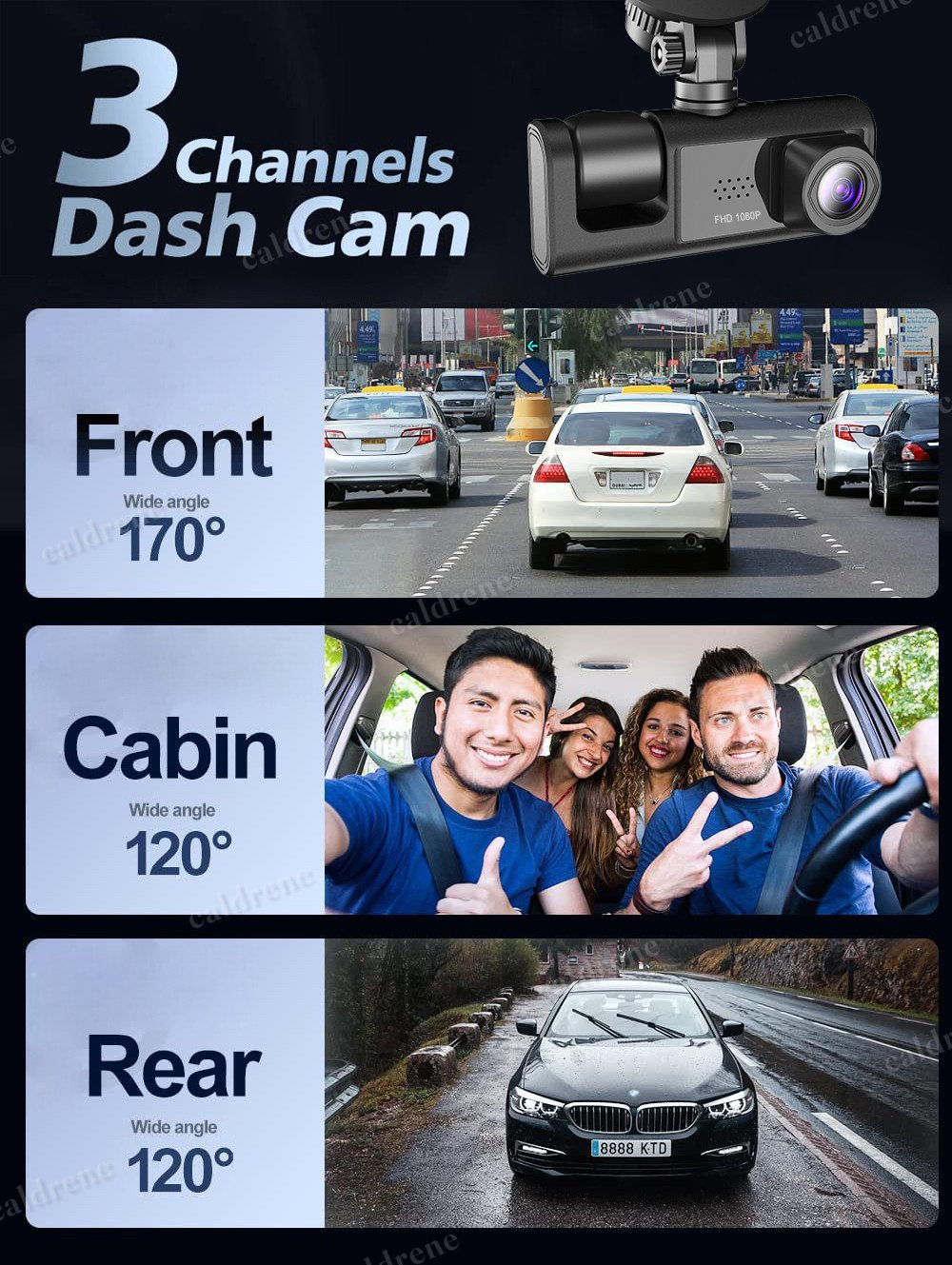 Dual Lens 1080P Dash Cam, Front Rear Inside – view 6