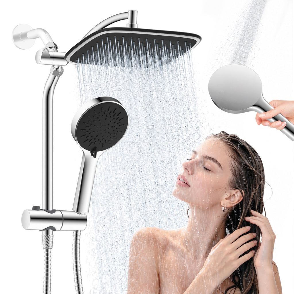 Dual Rain Shower Head Combo with Extension Arm