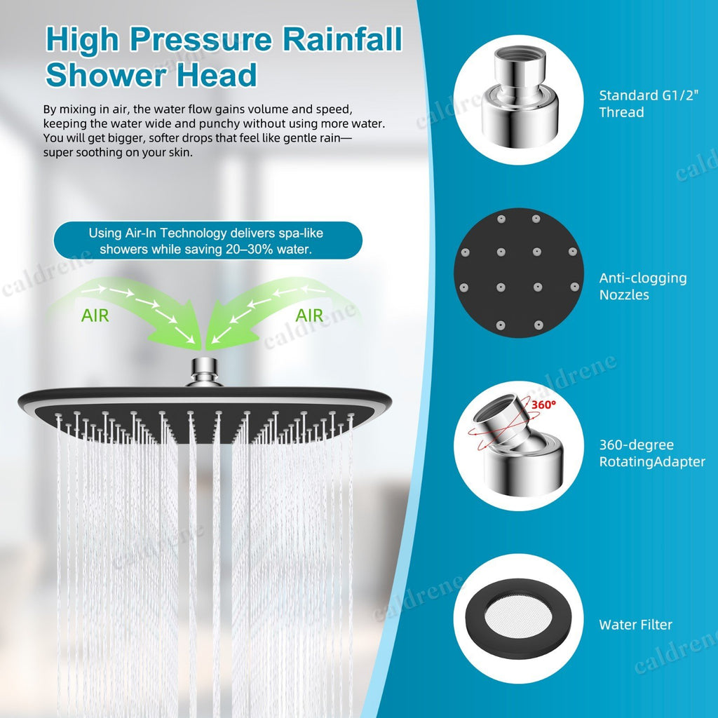 Dual Rain Shower Head Combo with Extension Arm – view 2