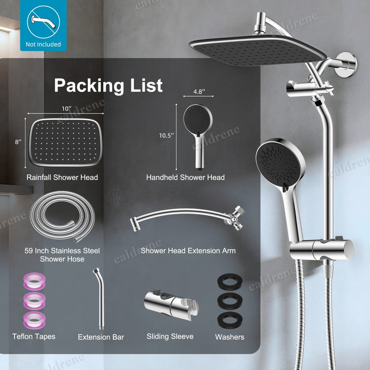 Dual Rain Shower Head Combo with Extension Arm – view 7