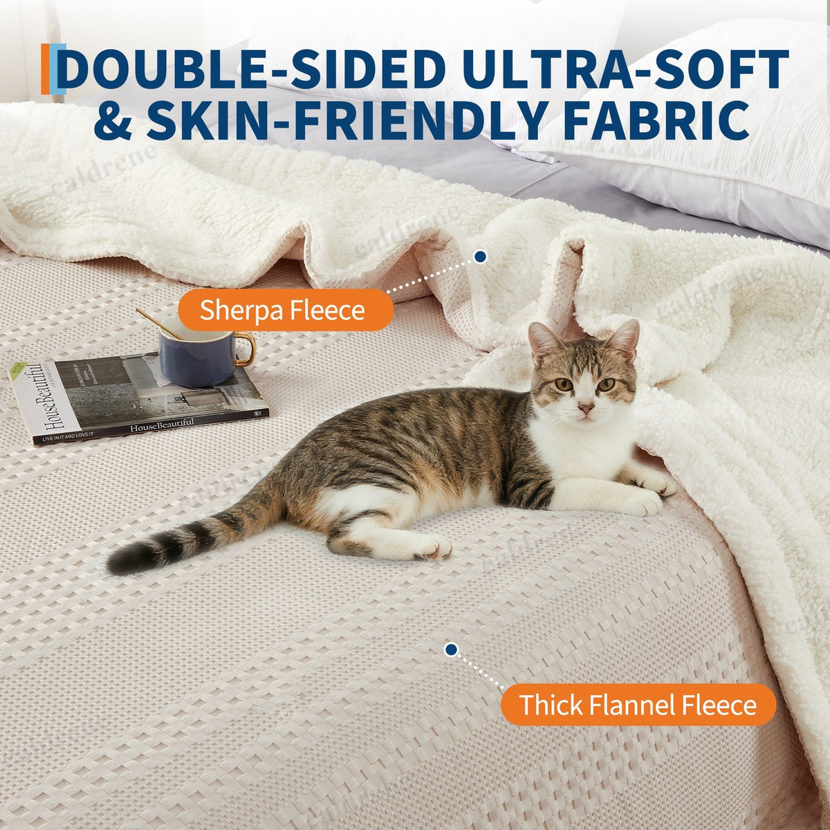 Dual Zone Heated Sherpa Blanket, Queen, 10 Heat Levels – view 6