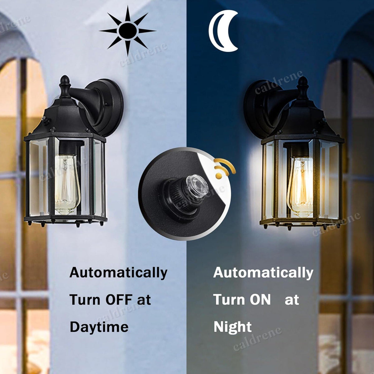Dusk to Dawn Outdoor Porch Wall Light, Matte Black, 2 Pack – view 3