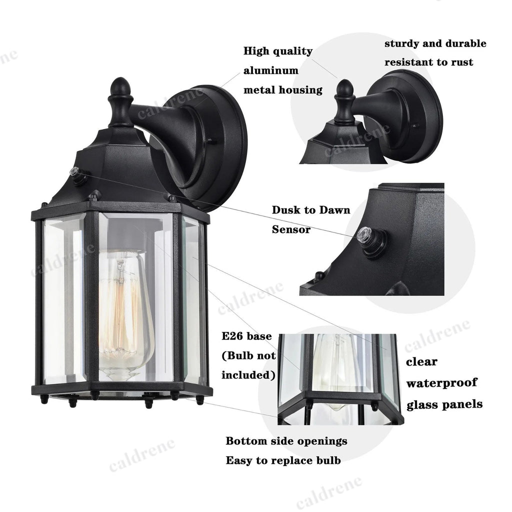 Dusk to Dawn Outdoor Porch Wall Light, Matte Black, 2 Pack – view 6