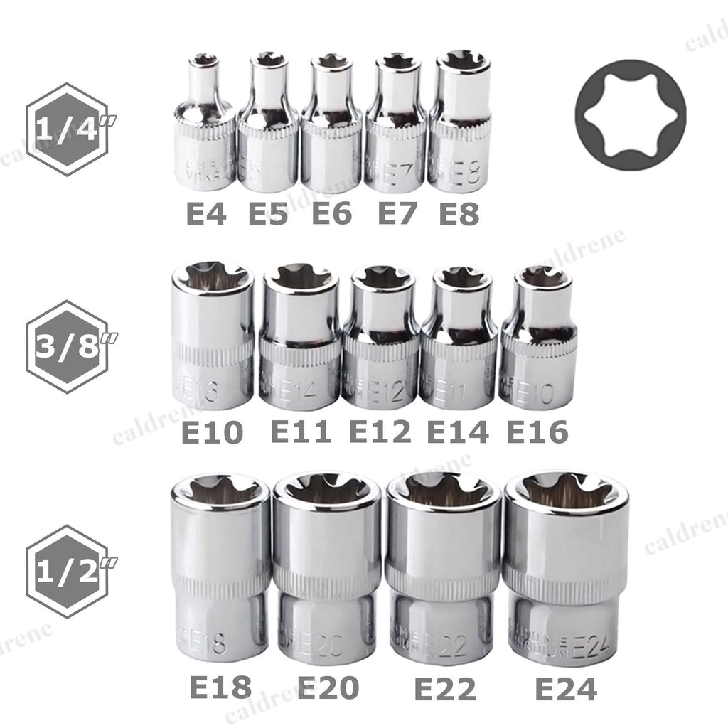 E-Torx Star Female Bit Socket Set E4-E24 with Case, 14 Piece – view 3