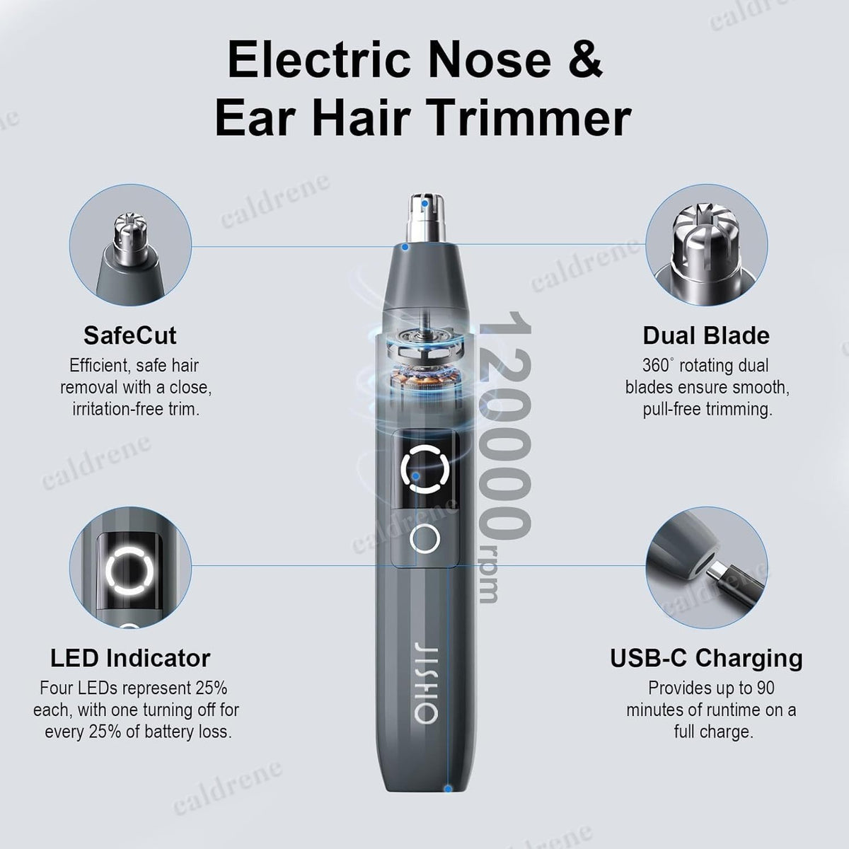 Ear and Nose Hair Trimmer USB Rechargeable with LED – view 4
