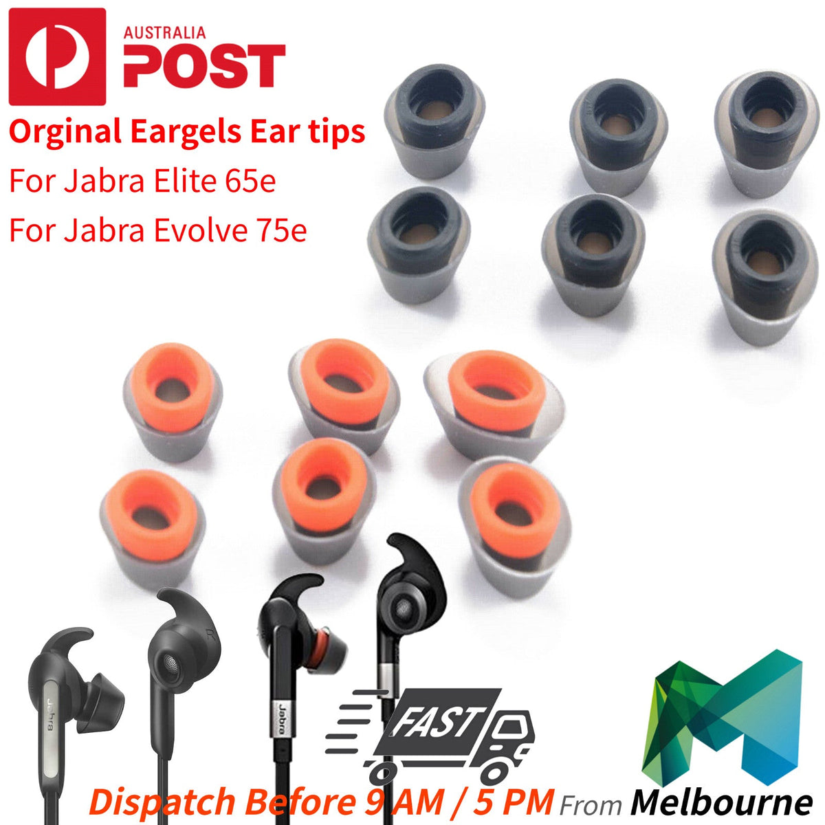 Earbud Kit for Jabra Elite 65e and Evolve 75e Replacement Eartips