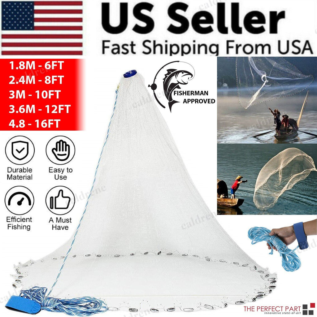 Easy-Throw Nylon Fishing Cast Net, 6 to 16 FT – view 2
