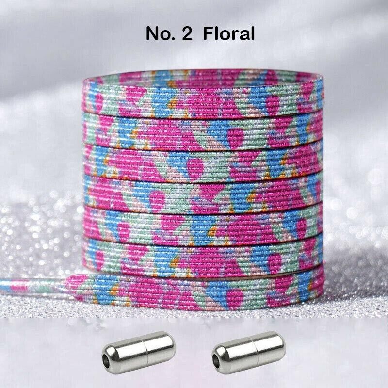Elastic Flat No Tie Lock Shoelaces for Sneakers – NO.2 Floral