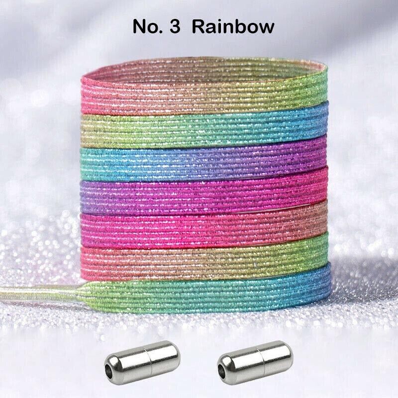 Elastic Flat No Tie Lock Shoelaces for Sneakers – NO.3 Rainbow