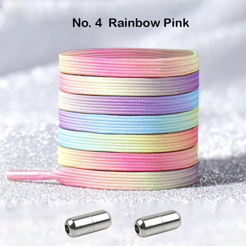 Elastic Flat No Tie Lock Shoelaces for Sneakers – NO.4 Rainbow Pink
