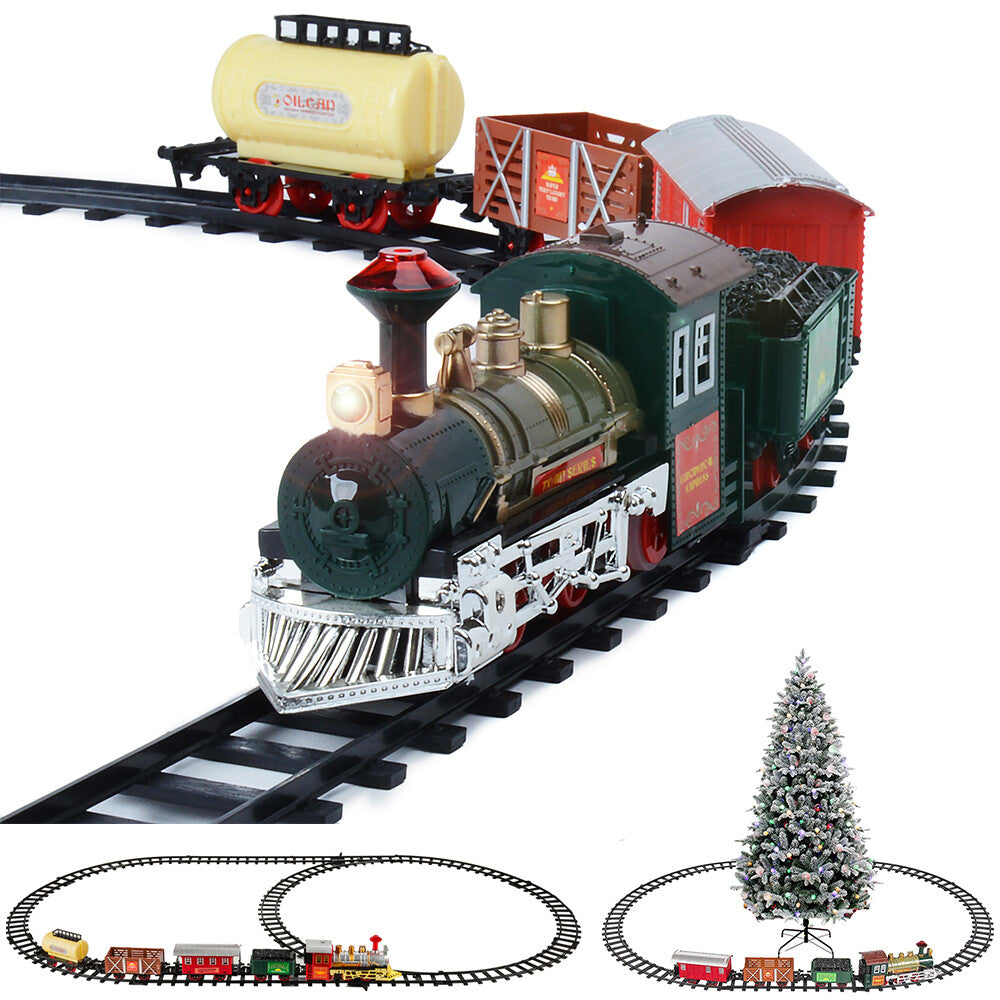 Electric Christmas Train Set with Lights and Sound
