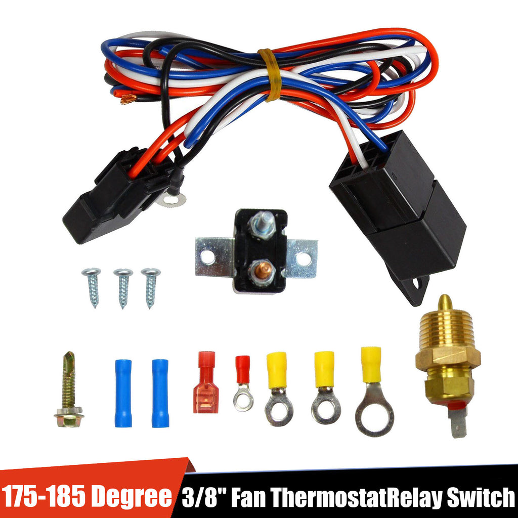 Electric Engine Fan Thermostat Relay Switch Kit, 175-185F
