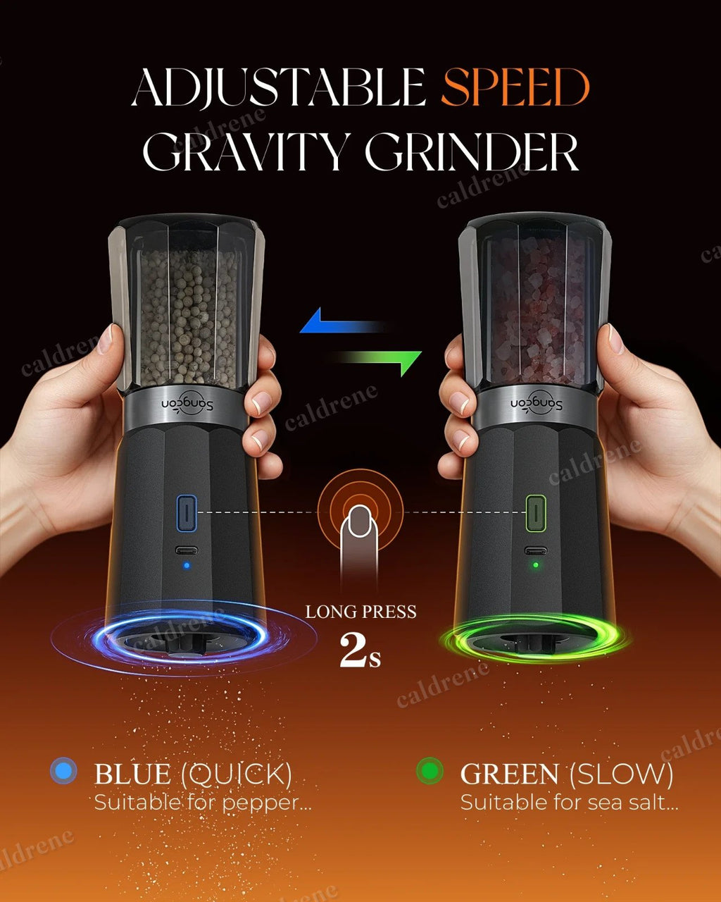 Electric Gravity Salt and Pepper Grinder Set – view 9