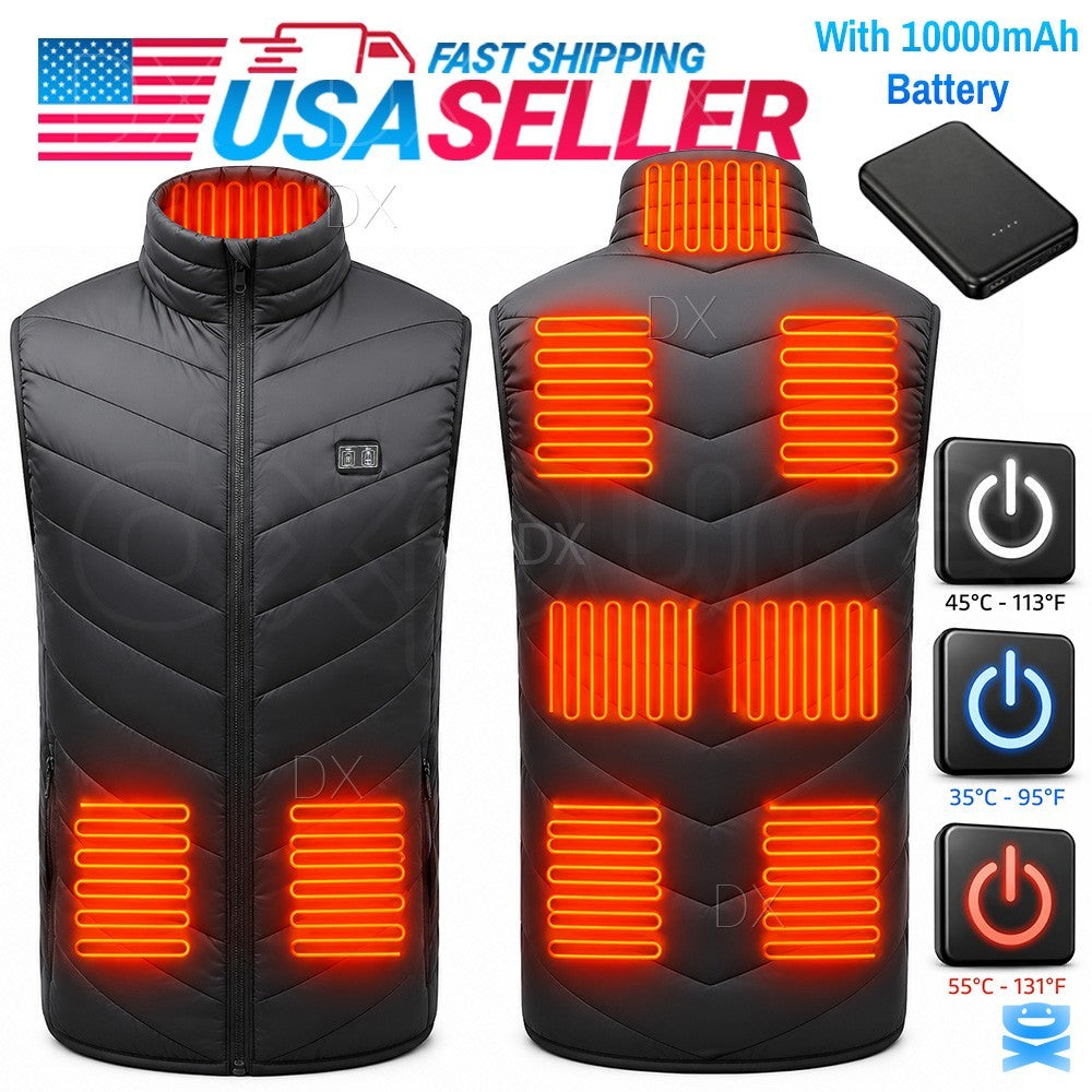 Electric Heated Vest with 9 Heating Zones and 10000mAh Battery Pack
