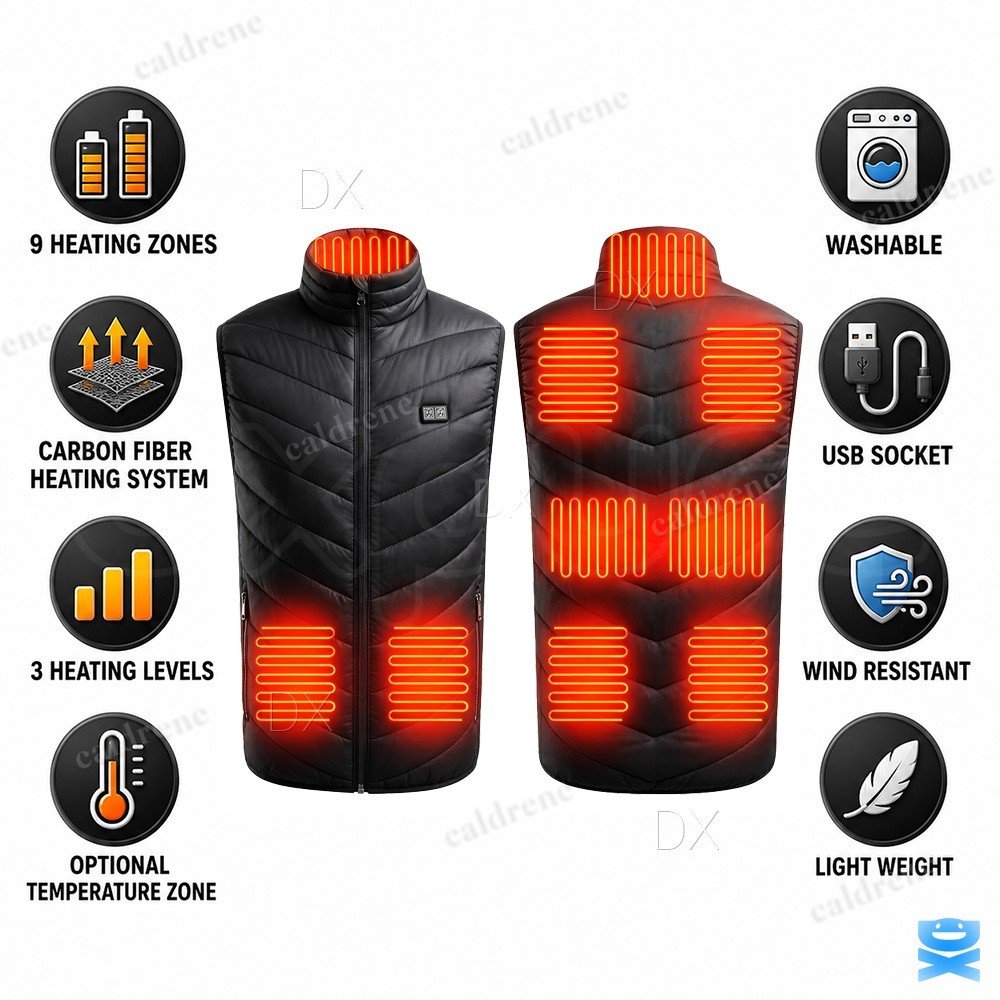 Electric Heated Vest with 9 Heating Zones and 10000mAh Battery Pack – view 4