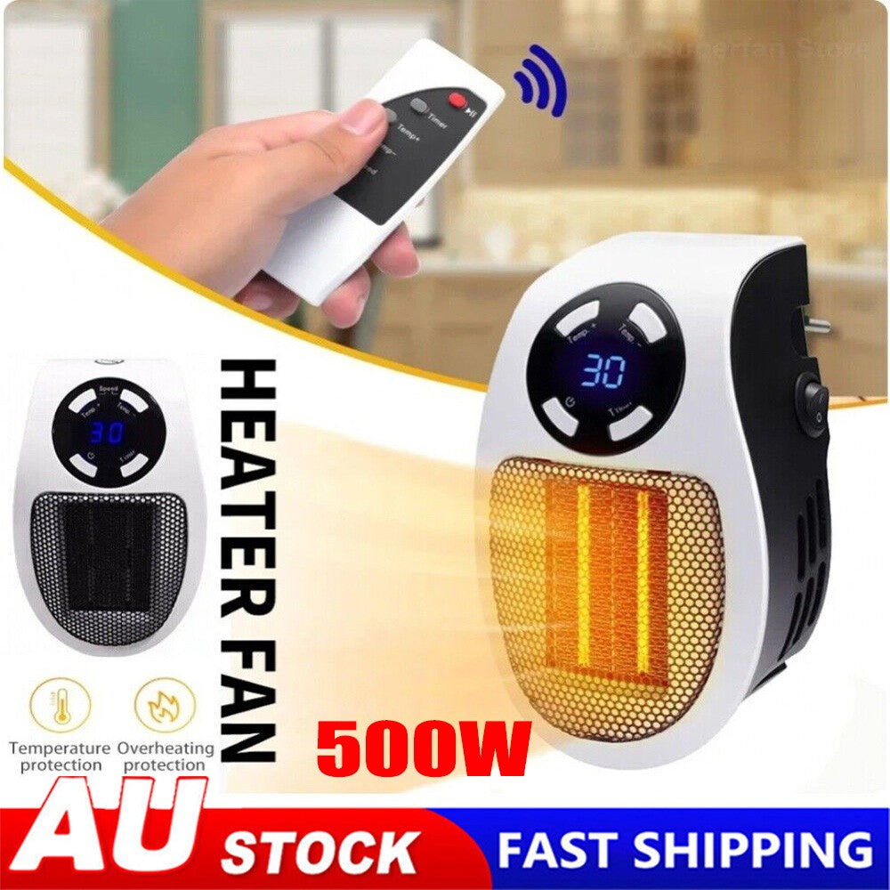 Electric Heater with Remote Control and Adjustable Temperature – 500W Electric Heater
