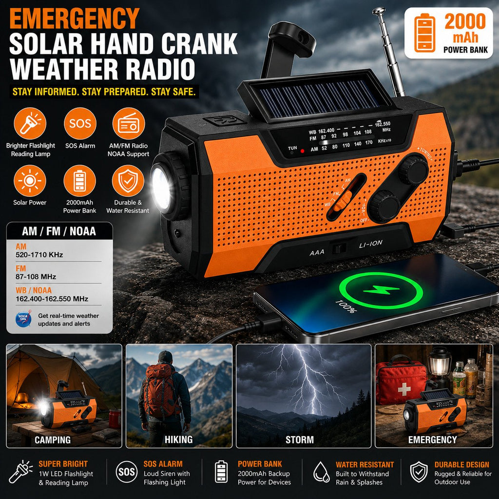 Emergency Hand Crank Weather Radio and Power Bank