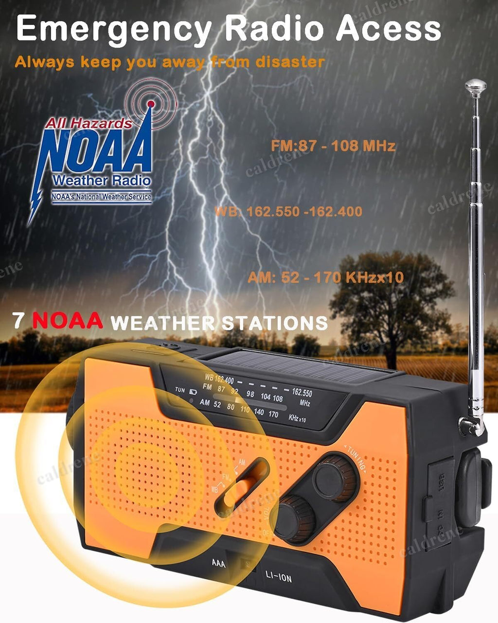 Emergency Hand Crank Weather Radio and Power Bank – view 2