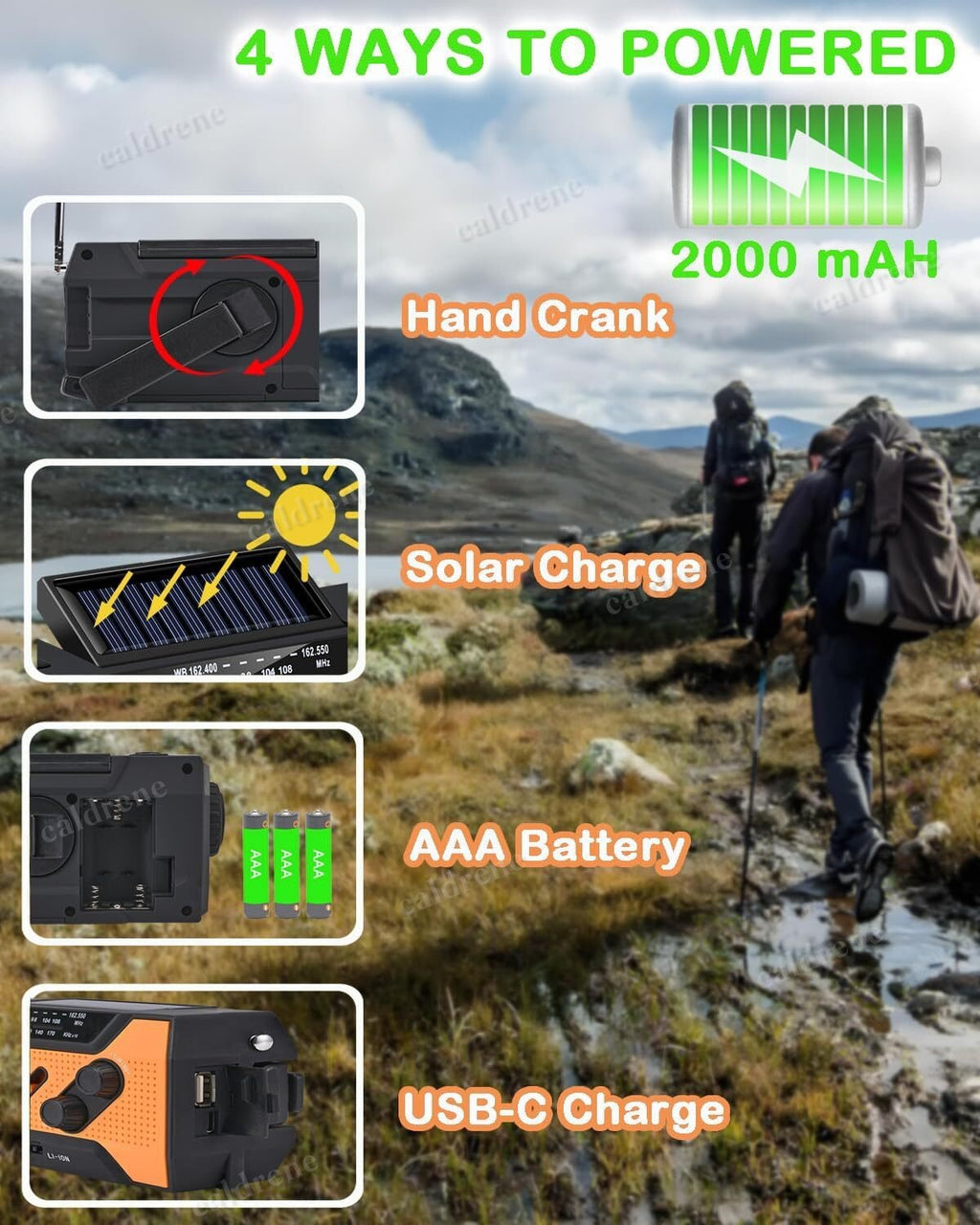 Emergency Hand Crank Weather Radio and Power Bank – view 4