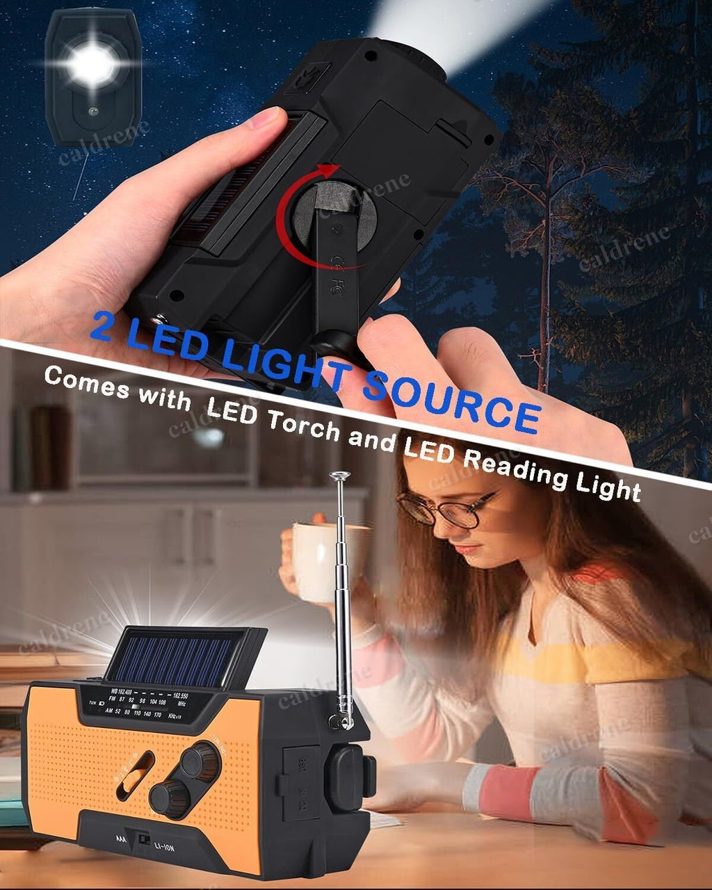 Emergency Hand Crank Weather Radio and Power Bank – view 5