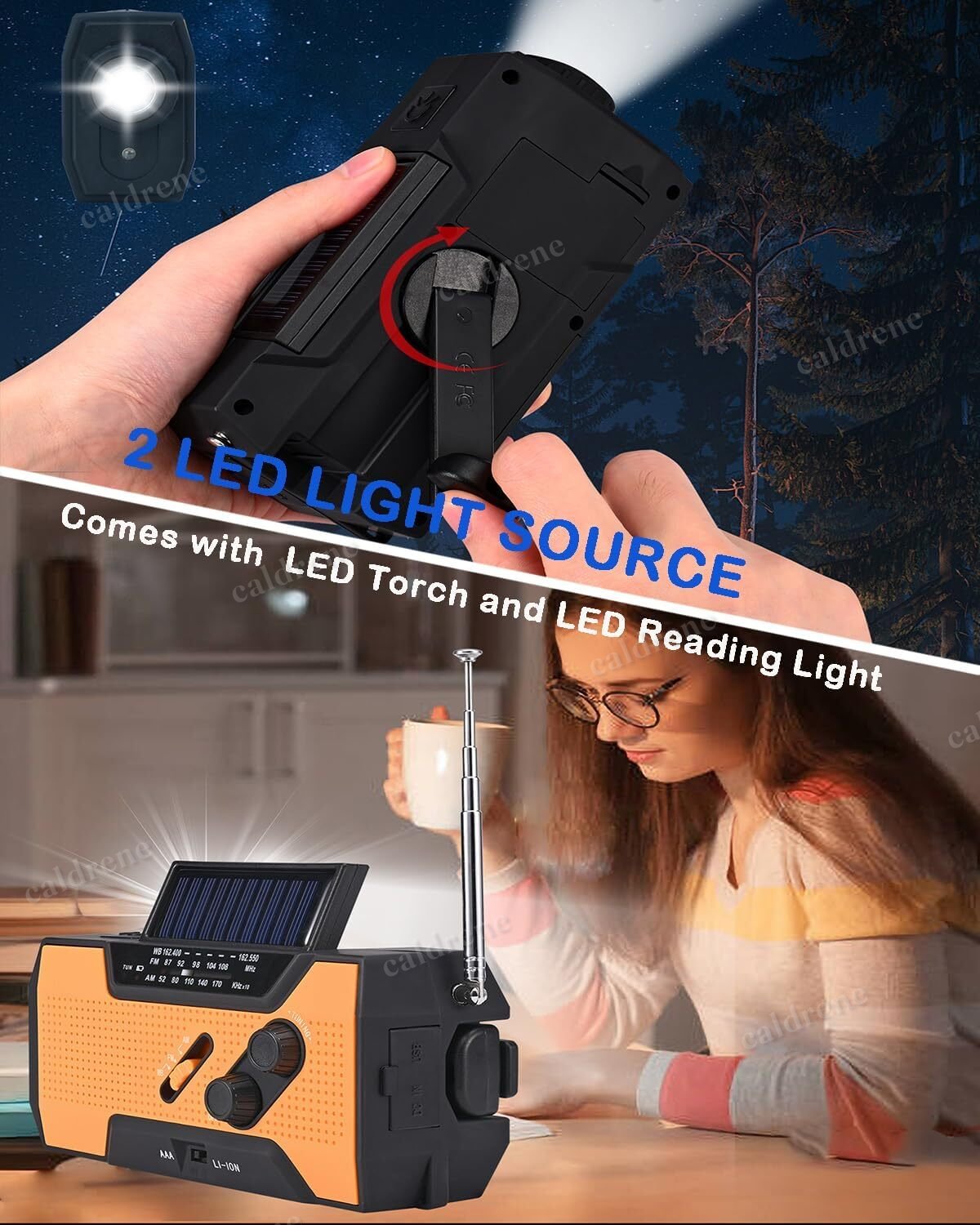Emergency Hand Crank Weather Radio and Power Bank – view 5