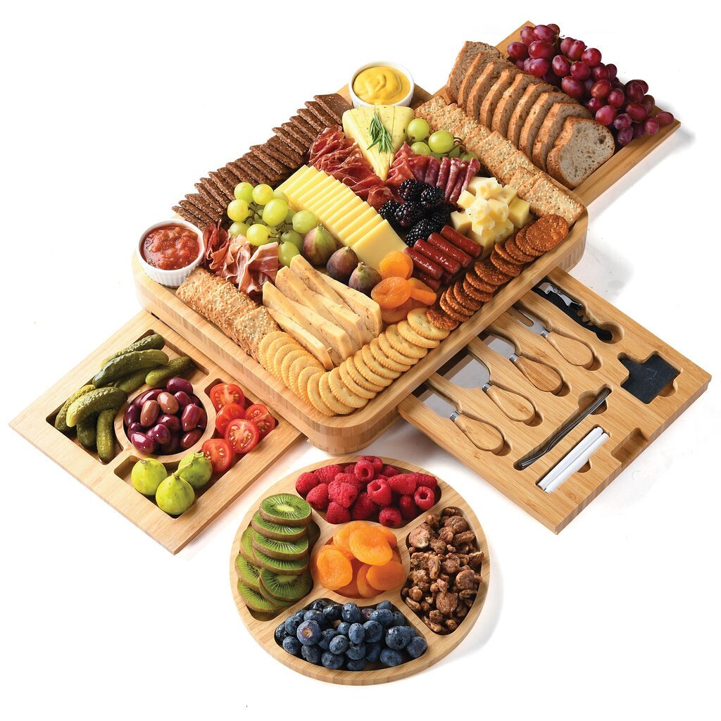 Extra-Large Bamboo Cheese Board Charcuterie Serving Set