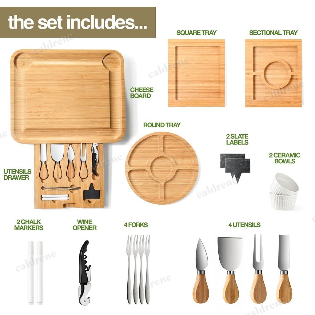 Extra-Large Bamboo Cheese Board Charcuterie Serving Set – view 2