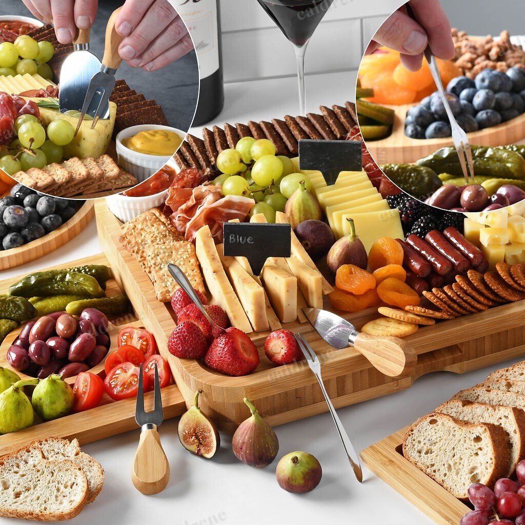 Extra-Large Bamboo Cheese Board Charcuterie Serving Set – view 5