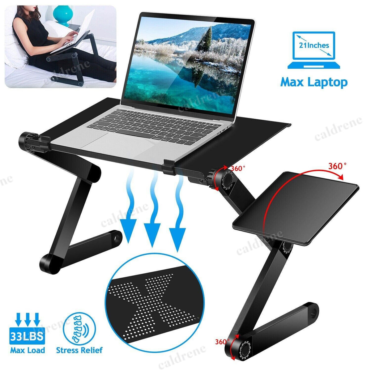 Foldable Laptop Bed Tray with Cooling Fan – view 5