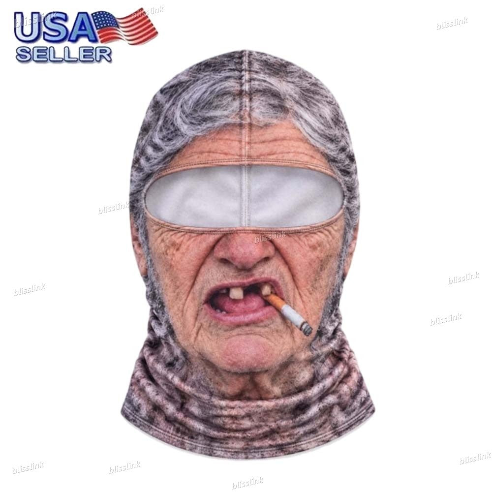 Funny Realistic Old Man Ski Mask Balaclava 3D Printed