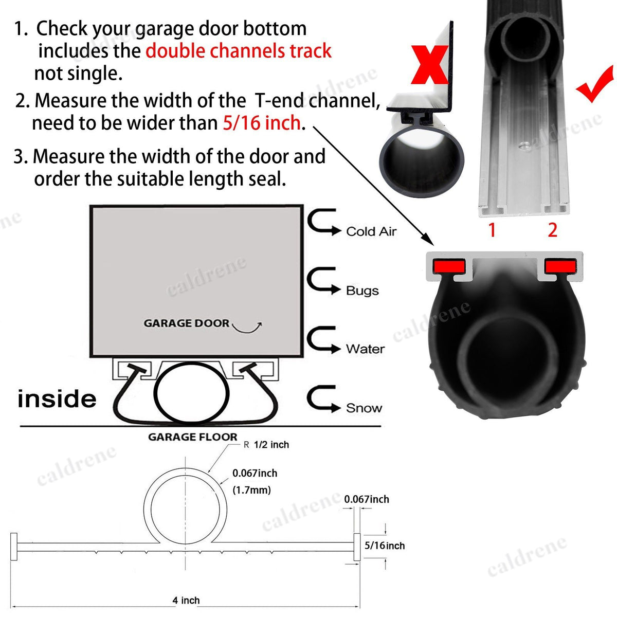Garage Door Bottom Seal Kit with Aluminum Track Retainer – view 8