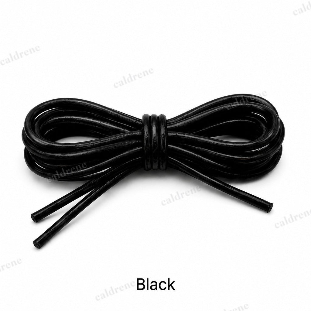 Genuine Cow Leather Round Shoe Laces in Black and Brown – view 8