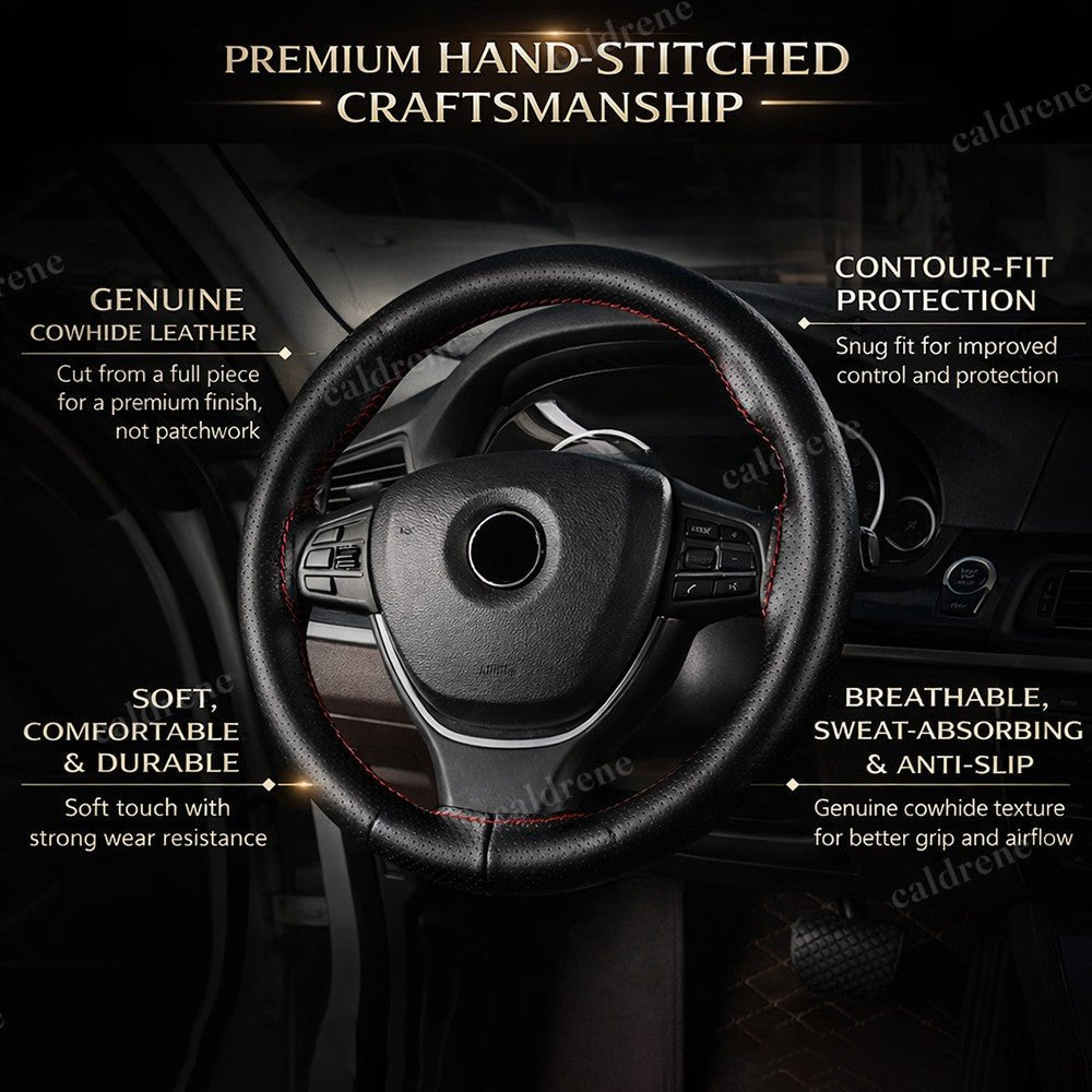 Genuine Leather Steering Wheel Cover for 15"/38cm - Anti-Slip DIY – view 2