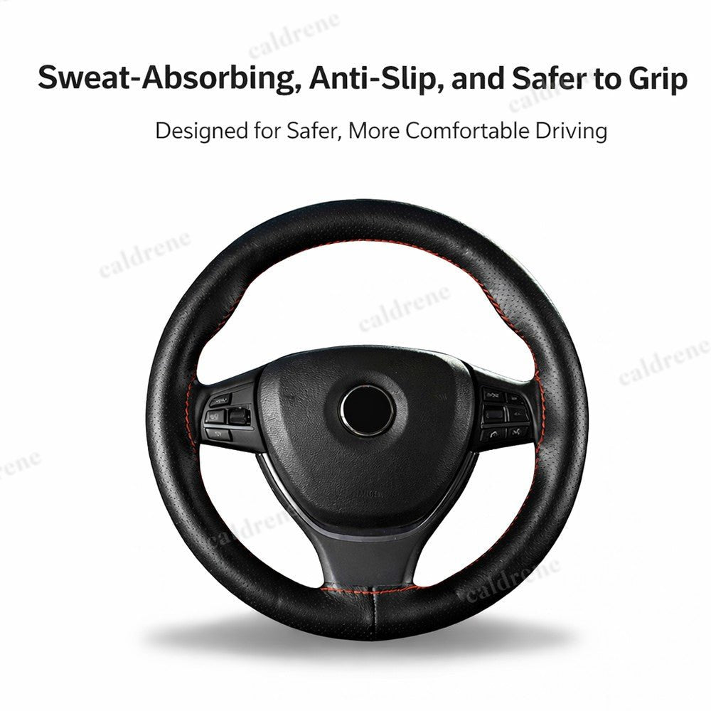 Genuine Leather Steering Wheel Cover for 15"/38cm - Anti-Slip DIY – view 3