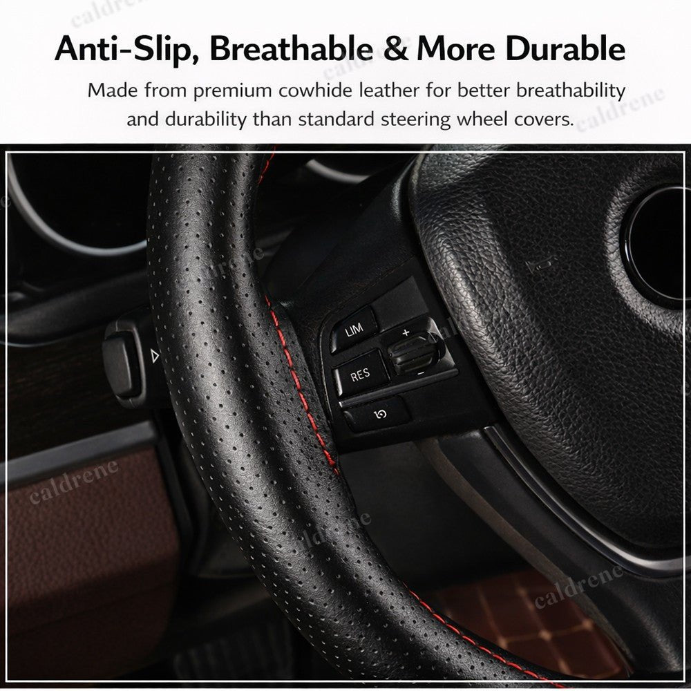 Genuine Leather Steering Wheel Cover for 15"/38cm - Anti-Slip DIY – view 5